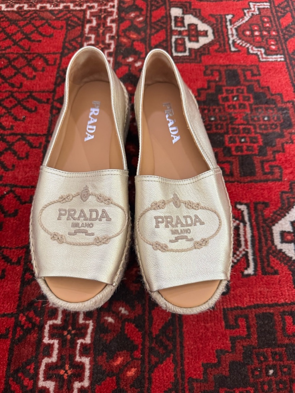 Prada Tan Leather Espadrilles NEW NIB - Picture 6 of 6